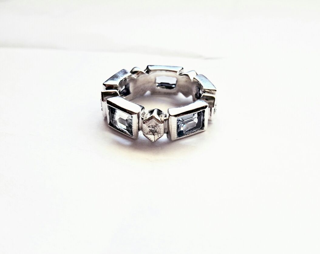 Sterling silver Diamond and Topaz Ring